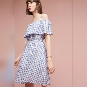 Anthropologie Kinsey Off the Shoulder Gingham Dress